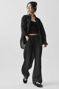 Semi-Sheer Golden Hour High-Waist Straight Leg Pant - Black image 1