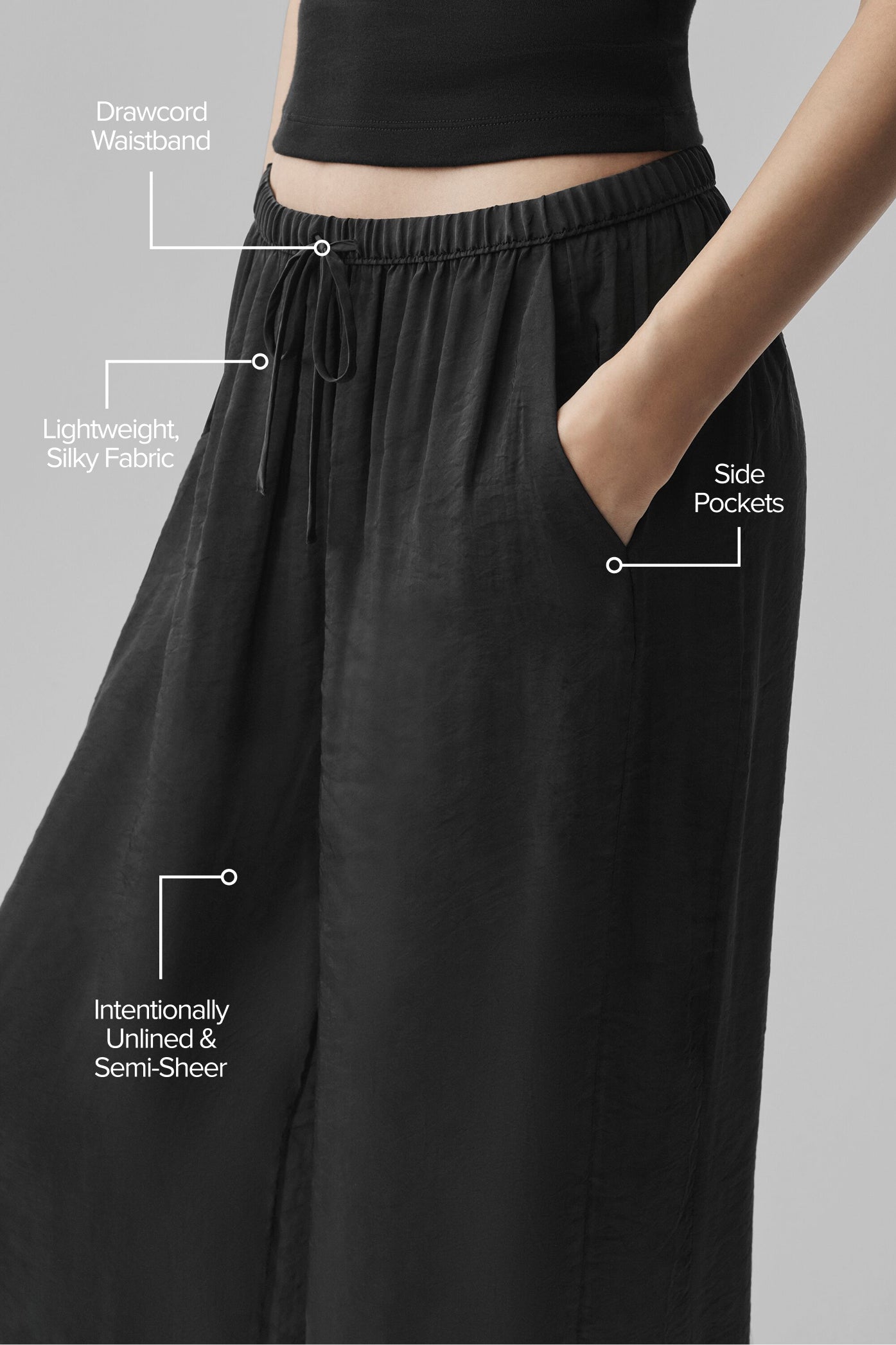 Semi-Sheer Golden Hour High-Waist Straight Leg Pant - Black image 2