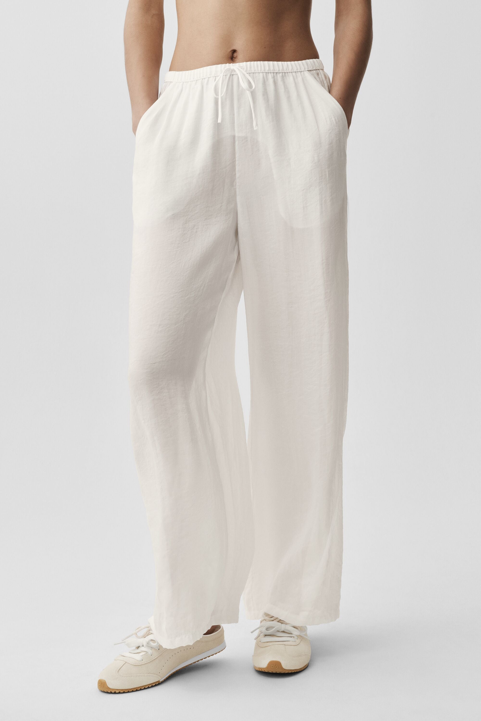 Semi-Sheer Golden Hour High-Waist Straight Leg Pant - Ivory image 3