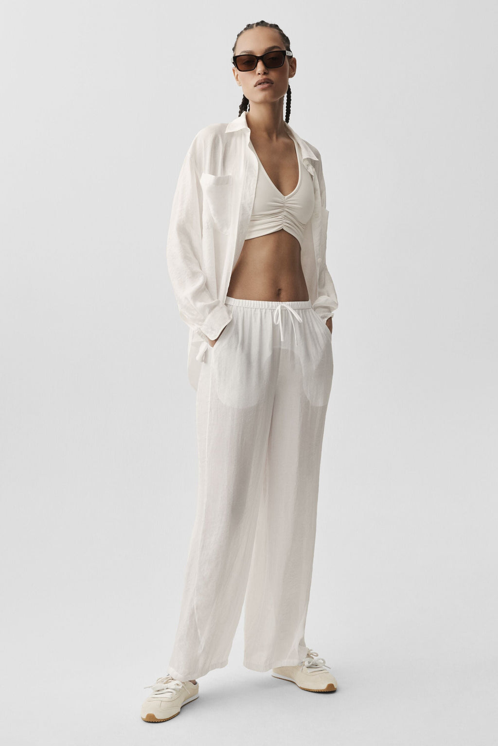 Semi-Sheer Golden Hour High-Waist Straight Leg Pant - Ivory image 5