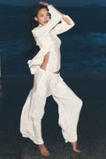 Semi-Sheer Golden Hour High-Waist Straight Leg Pant - Ivory image 1