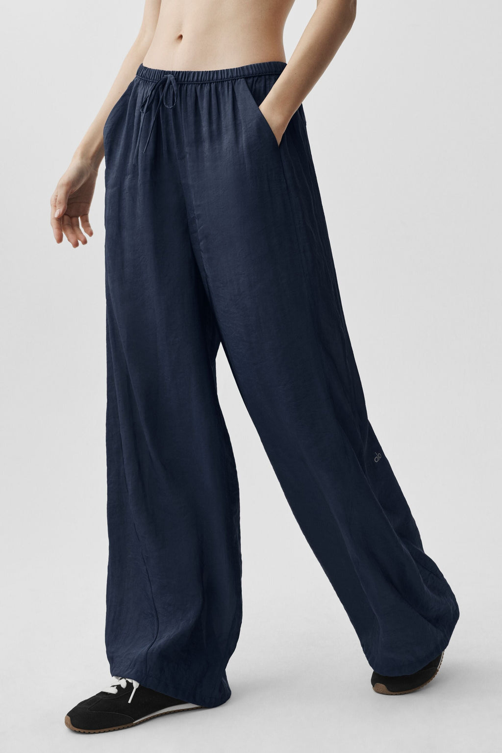 Semi-Sheer Golden Hour High-Waist Straight Leg Pant - Navy image 3