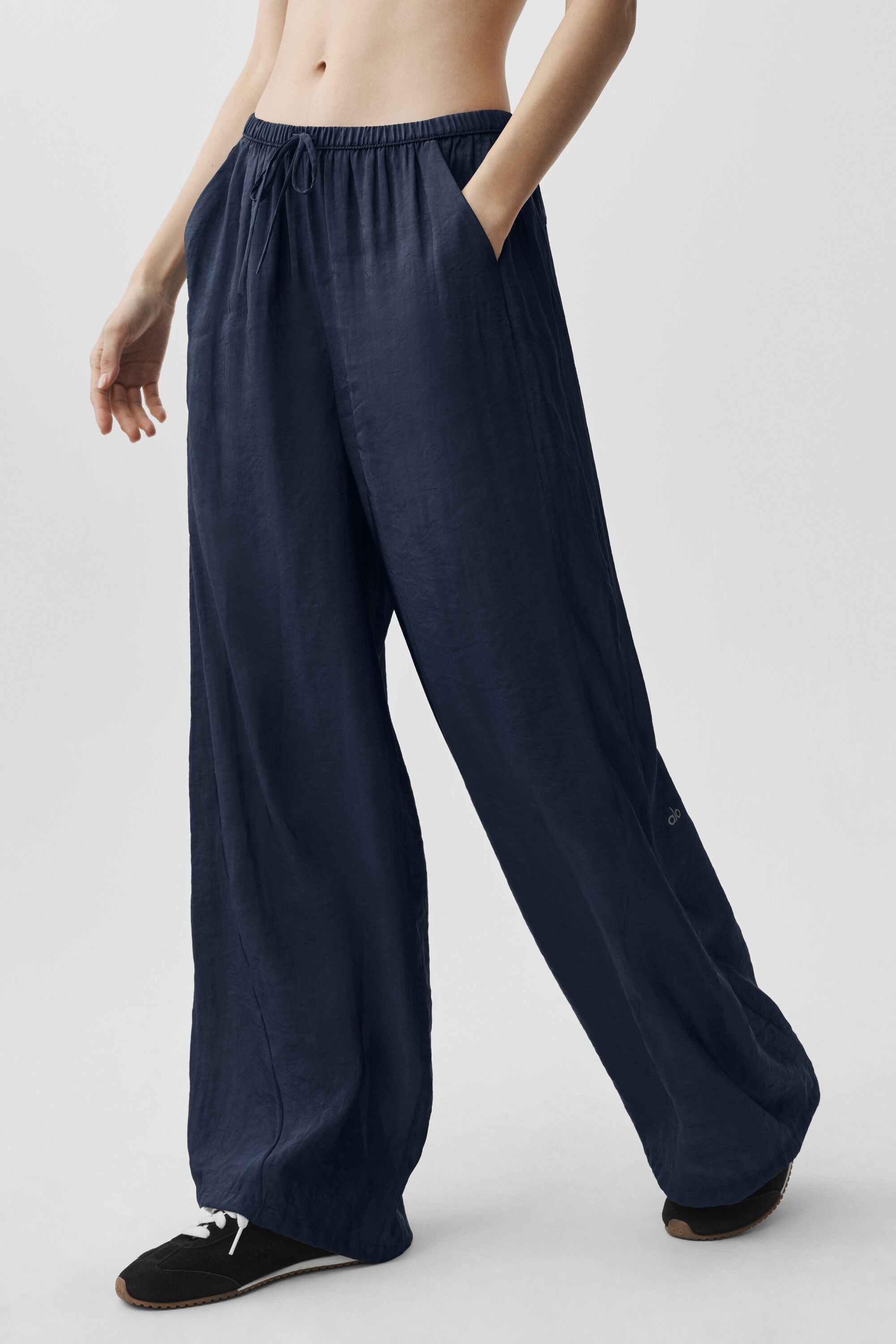 Semi-Sheer Golden Hour High-Waist Straight Leg Pant - Navy image 3
