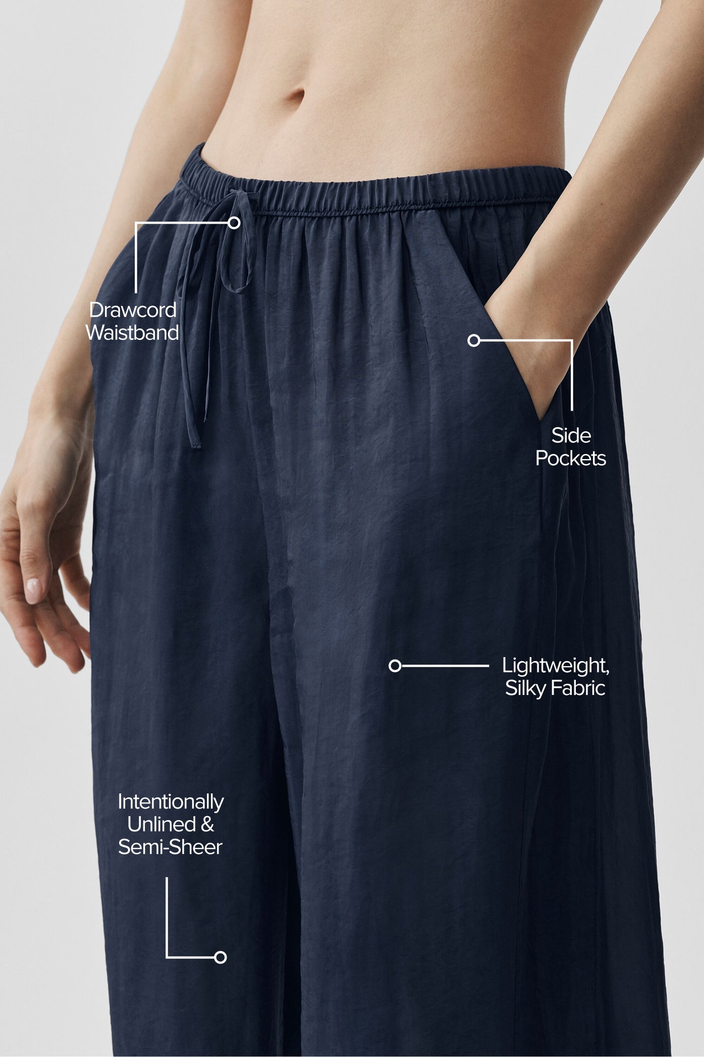 Semi-Sheer Golden Hour High-Waist Straight Leg Pant - Navy image 2