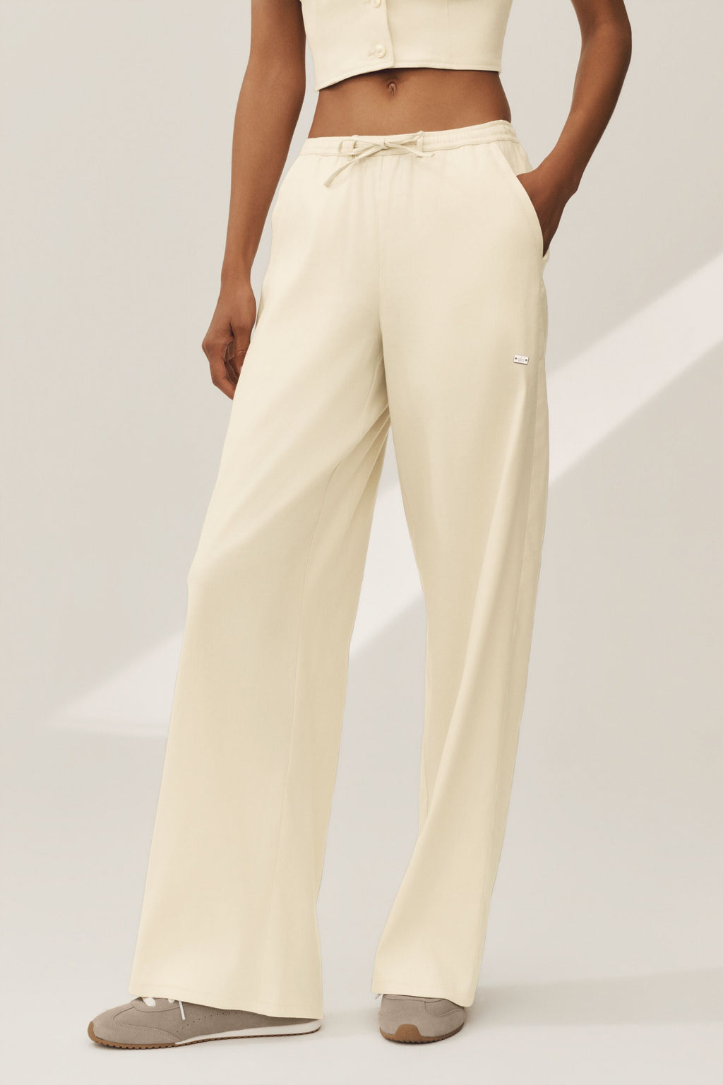 Linen Blend Riviera Wide Leg Pant - Sandy Beige image 3