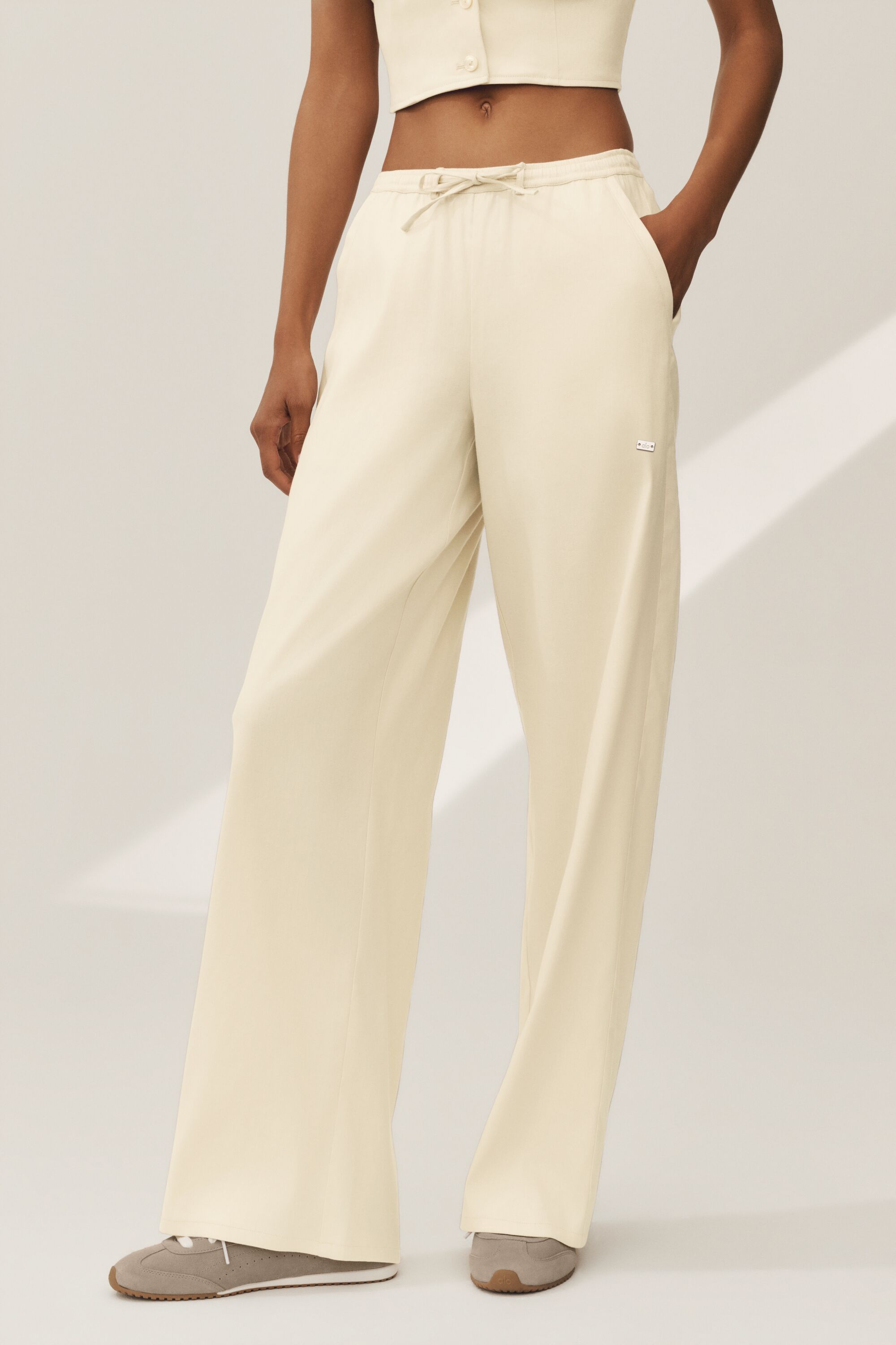 Linen Blend Riviera Wide Leg Pant - Sandy Beige image 3