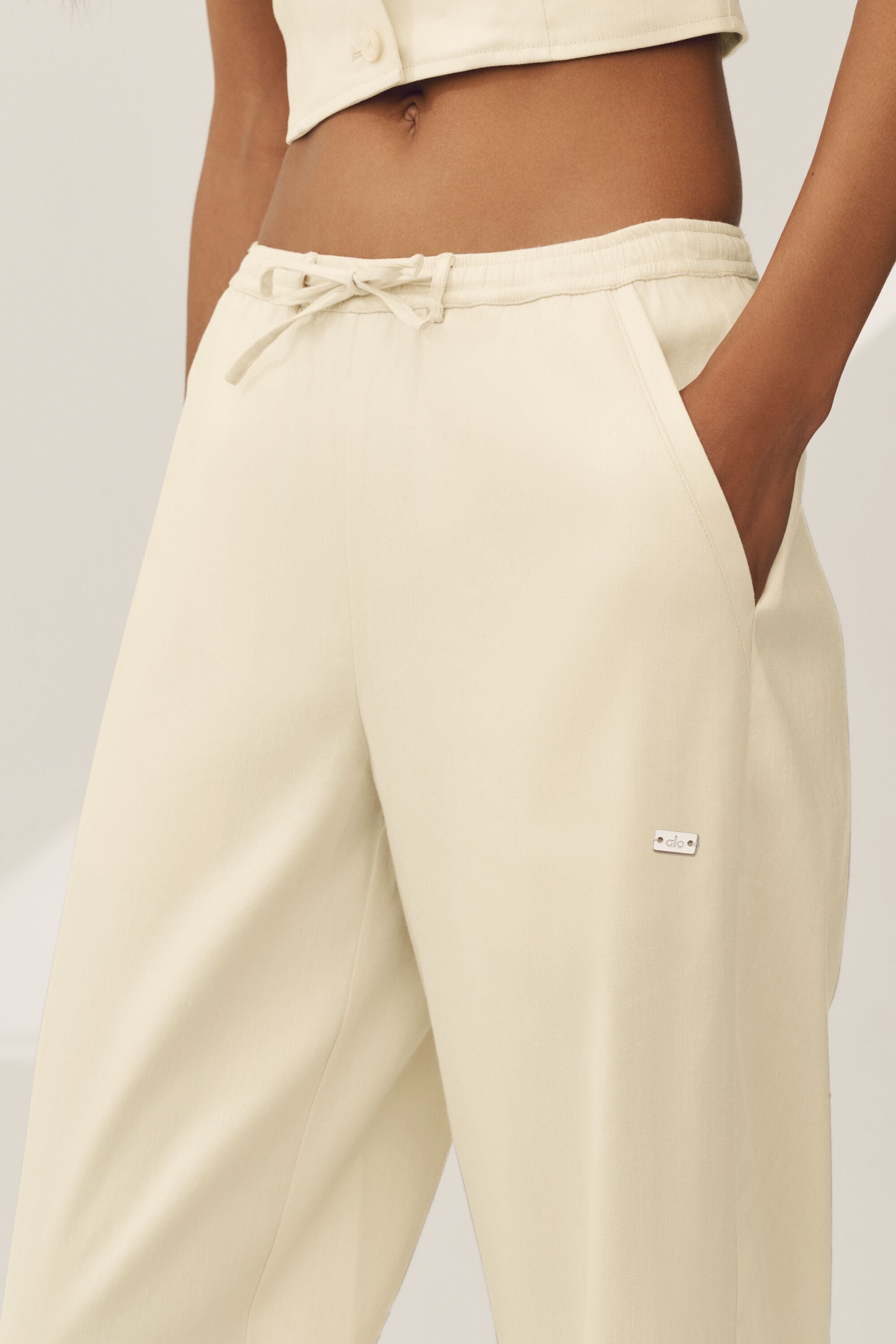 Linen Blend Riviera Wide Leg Pant - Sandy Beige image 4