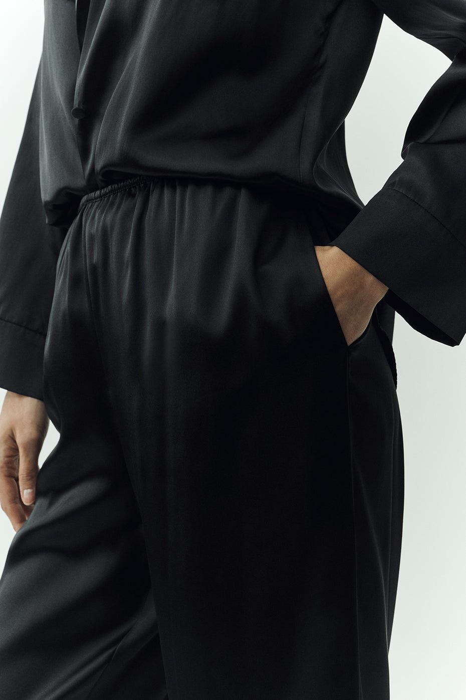 Silk Luminous Pant (Long) - Black image 3