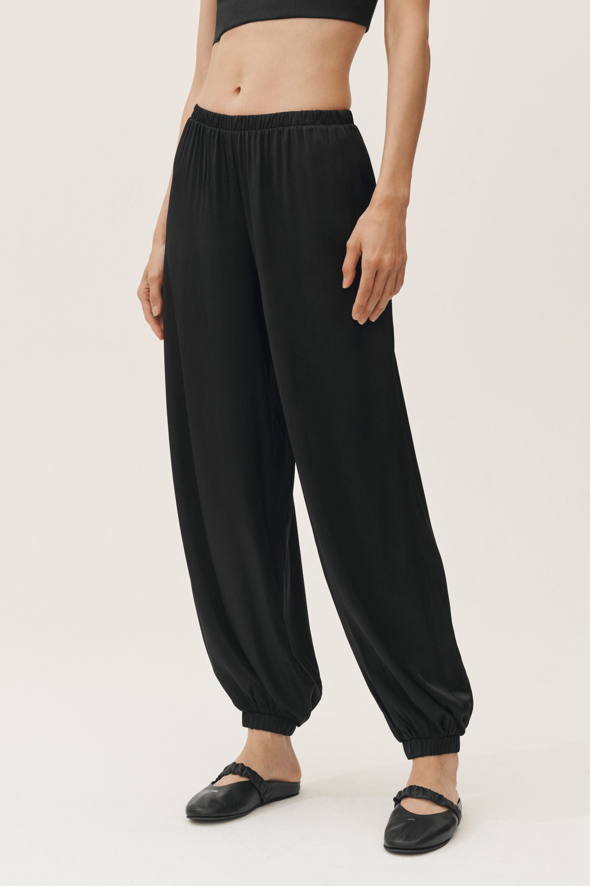 Silk Blend High-Waist Radiance Pant - Black image 1