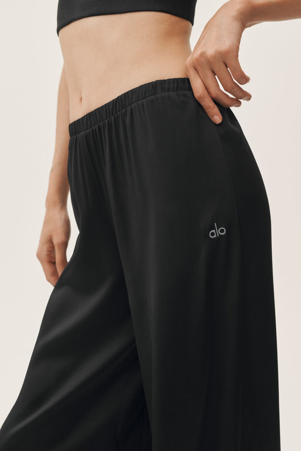 Silk Blend High-Waist Radiance Pant - Black image 3