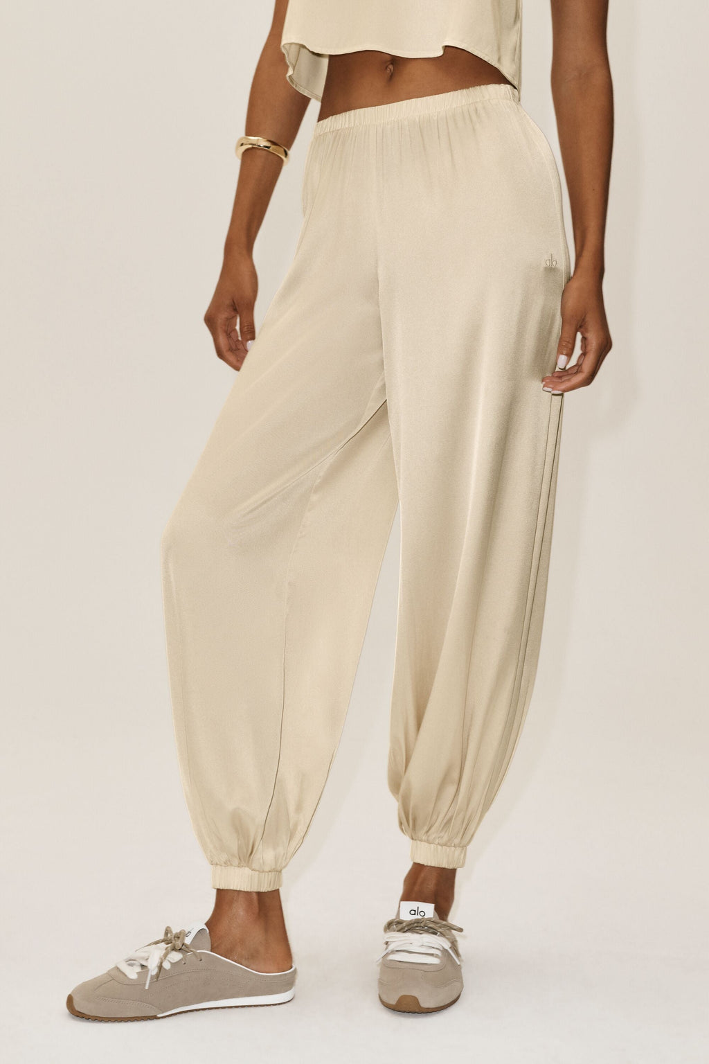 Silk Blend High-Waist Radiance Pant - Sandy Beige image 3