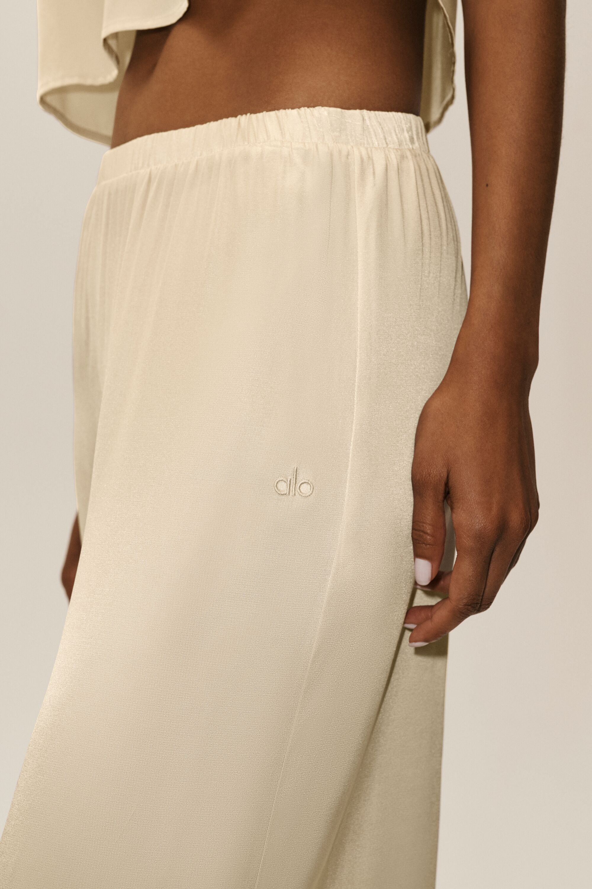 Silk Blend High-Waist Radiance Pant - Sandy Beige image 4