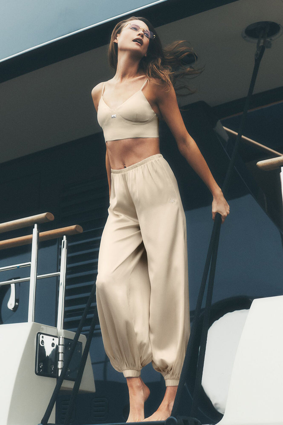 Silk Blend High-Waist Radiance Pant - Sandy Beige image 1
