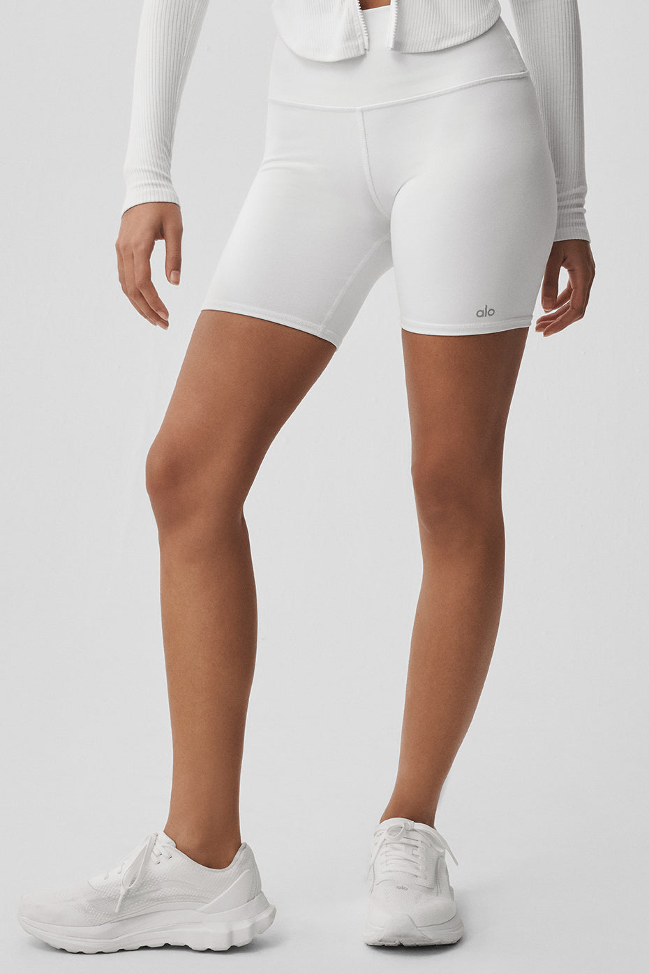 7" High-Waist Biker Short - White image 2