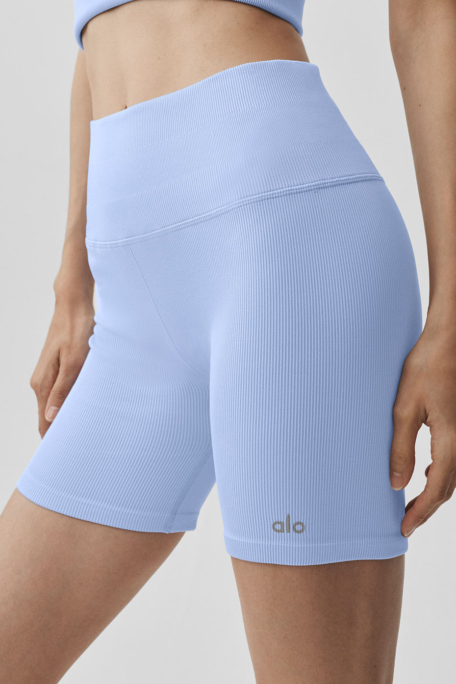 5" Seamless Ribbed Favorite Short - Light Provence Blue image 2