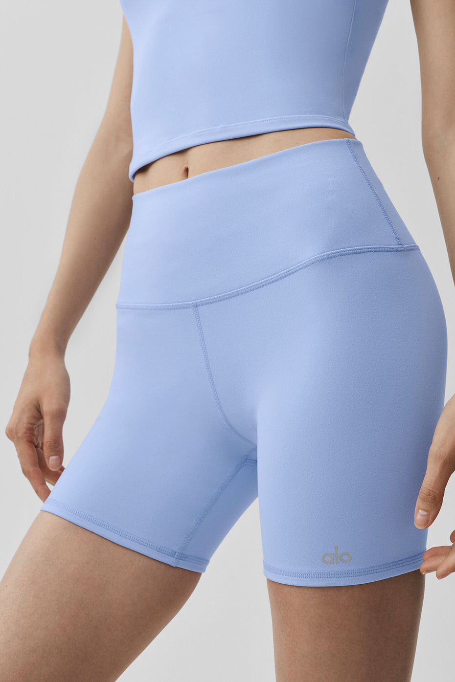 5" Airbrush High-Waist Biker Short - Light Provence Blue image 5