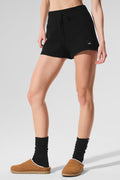 Cashmere High-Waist Plush Waffle Short - Black image 1