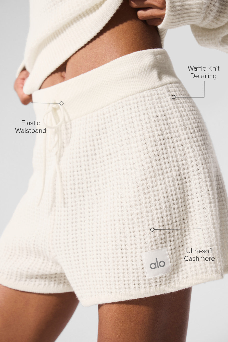 Cashmere High-Waist Plush Waffle Short - Ivory image 2