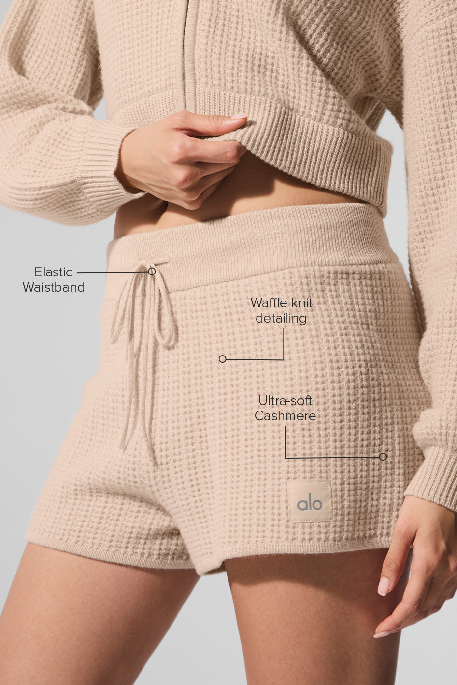 Cashmere High-Waist Plush Waffle Short - Macadamia Blush image 2