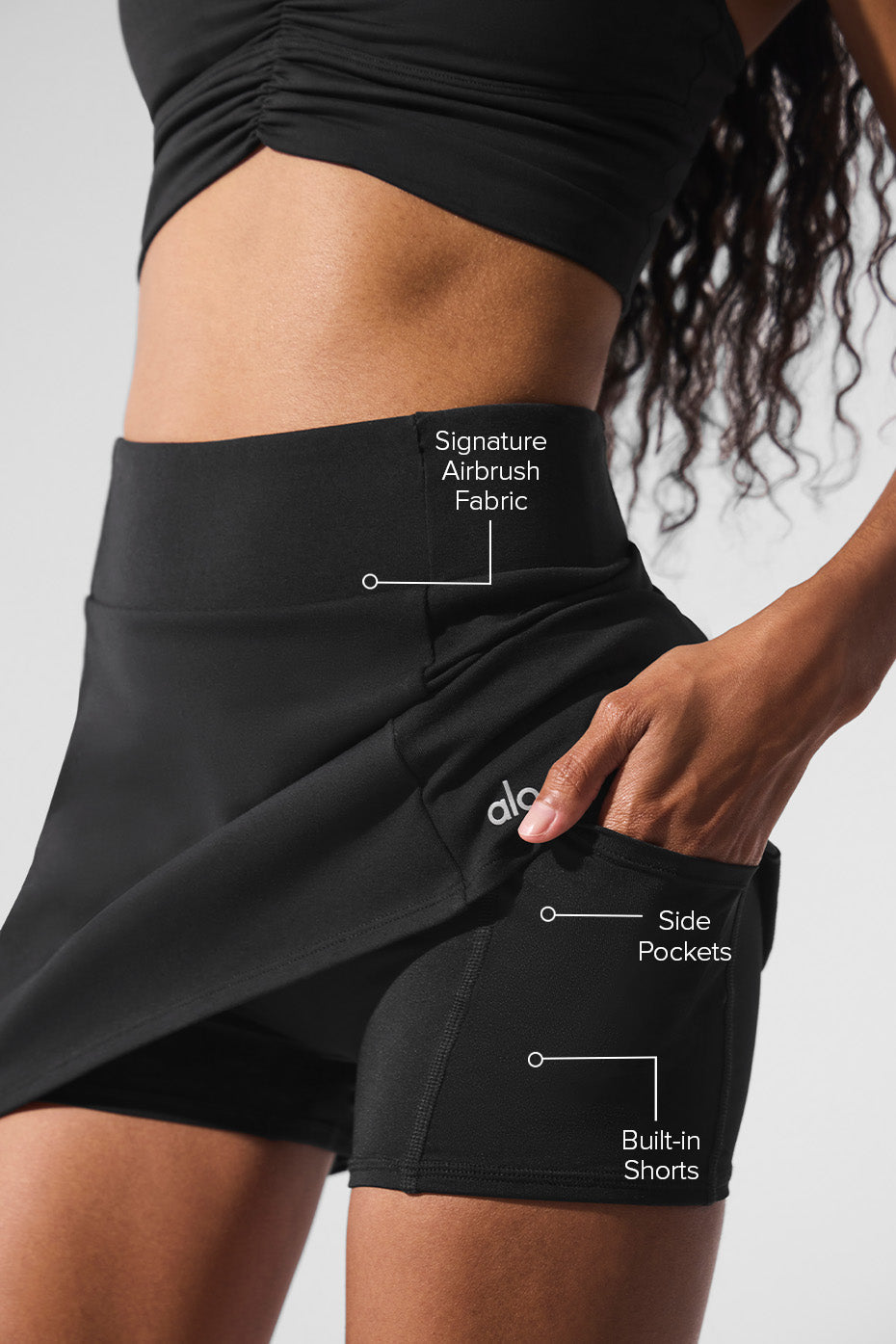 Airbrush High-Waist Good Form Tennis Skirt - Black image 2
