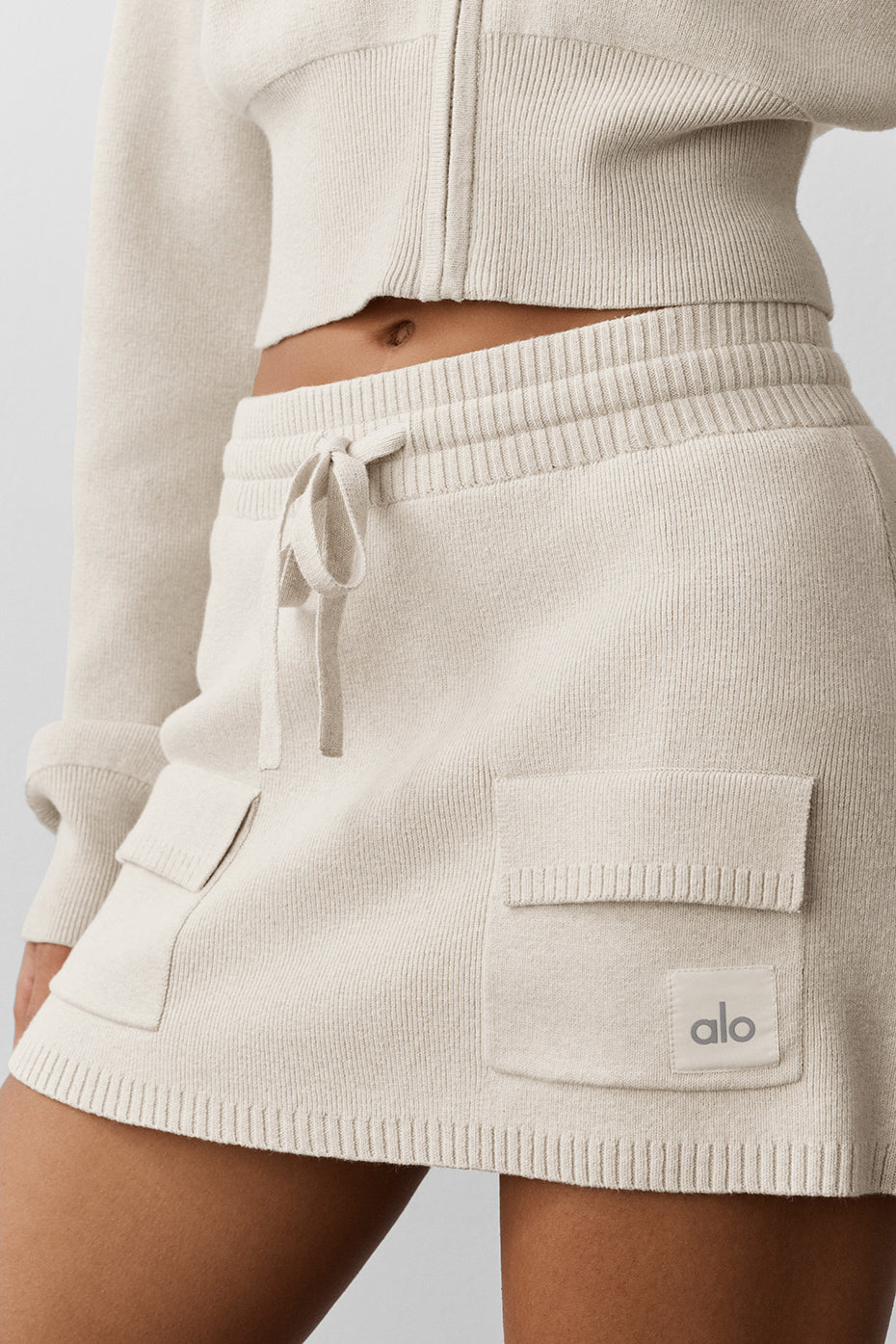 Scholar Knit Cargo Skirt - Oatmeal Heather image 4