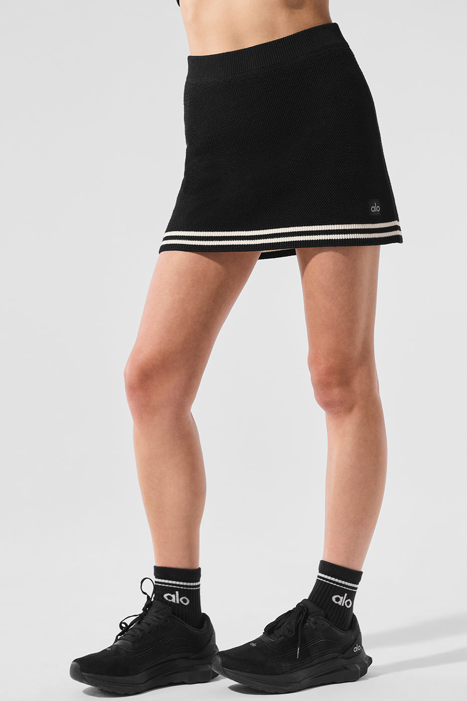 Tennis Club Sweater Knit Skirt - Black/Ivory image 4