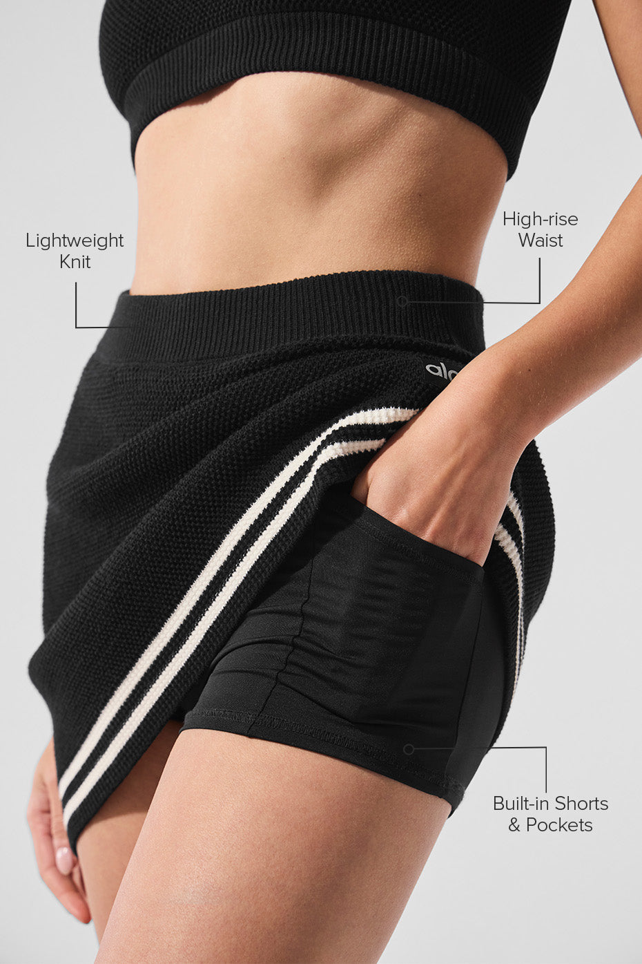 Tennis Club Sweater Knit Skirt - Black/Ivory image 2
