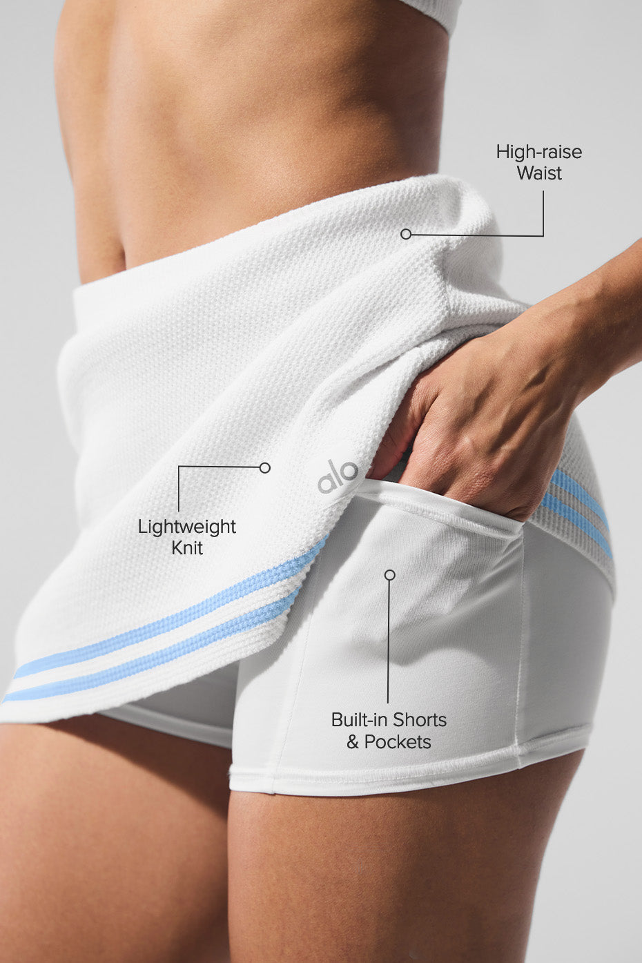 Tennis Club Sweater Knit Skirt - White/Seashell Blue image 2