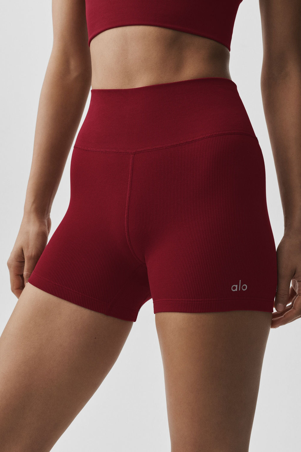 4" Seamless Modal Ribbed High-Waist Short - Summer Romance Red image 2