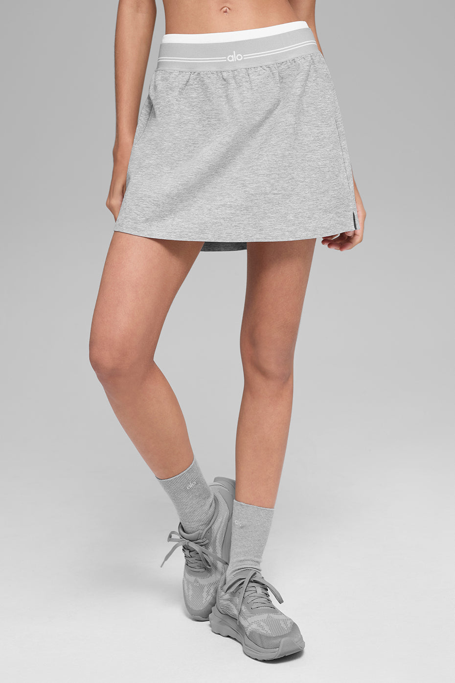 Alosoft Better Together Tennis Skirt - Athletic Heather Grey/White image 1