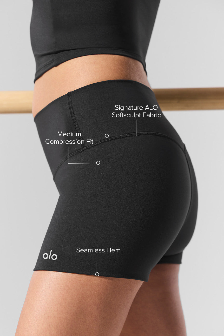 3" ALO Softsculpt High-Waist Precision Short - Black image 2