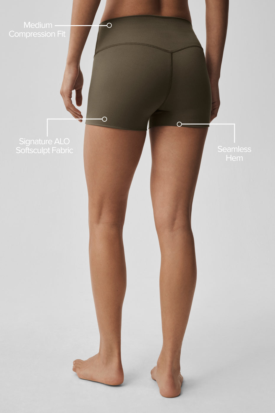 3" ALO Softsculpt High-Waist Precision Short - Olive Tree image 2