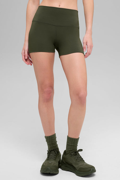 3" ALO Softsculpt High-Waist Precision Short - Green Olive image 1