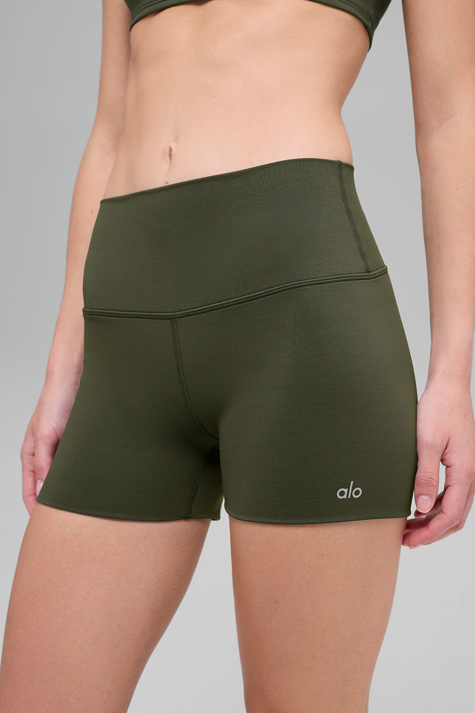 3" ALO Softsculpt High-Waist Precision Short - Green Olive image 3