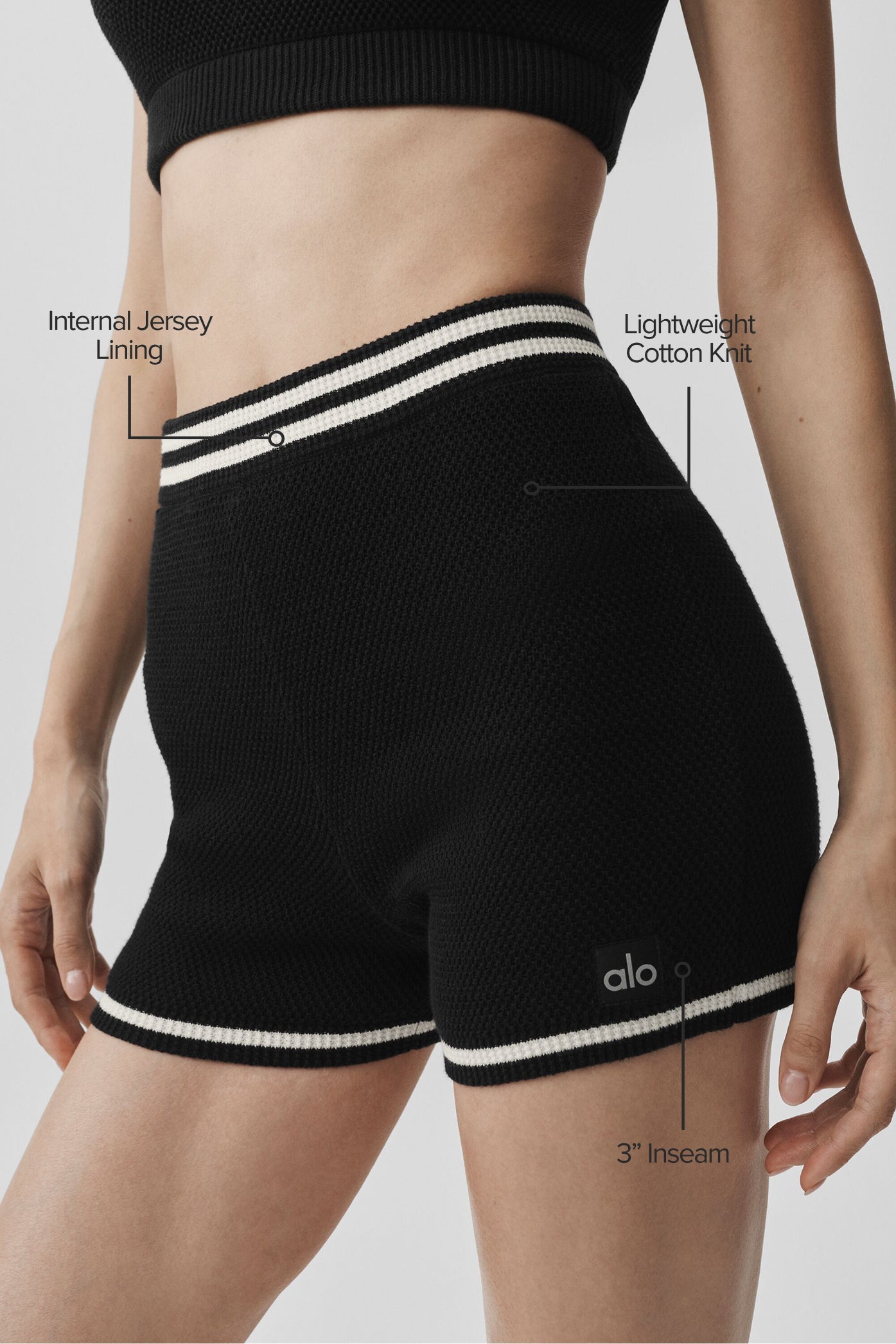 Tennis Club Sweater Knit Hot Short - Black/Ivory image 2