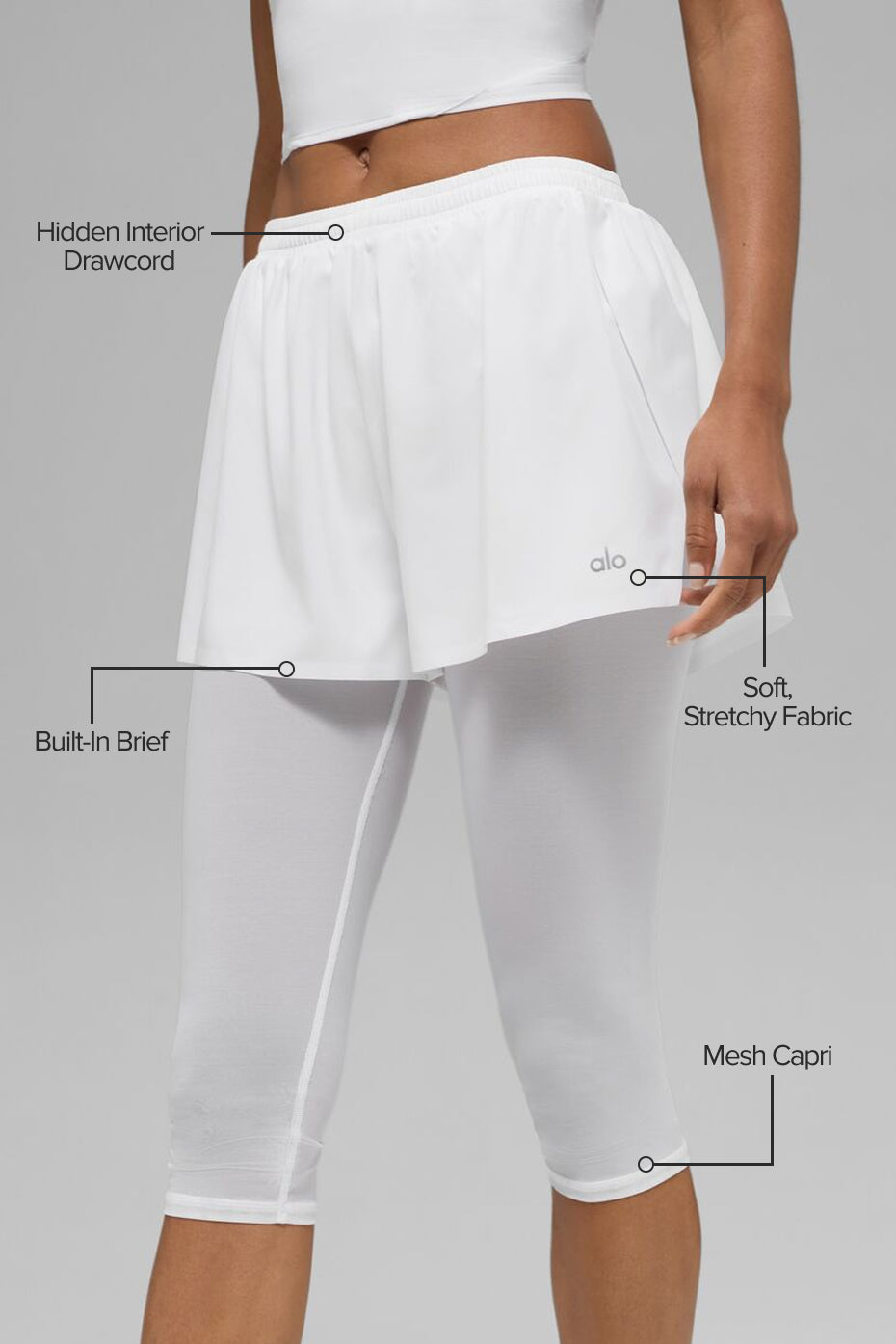 Mesh Front Runner 2 In 1 Short - White image 2