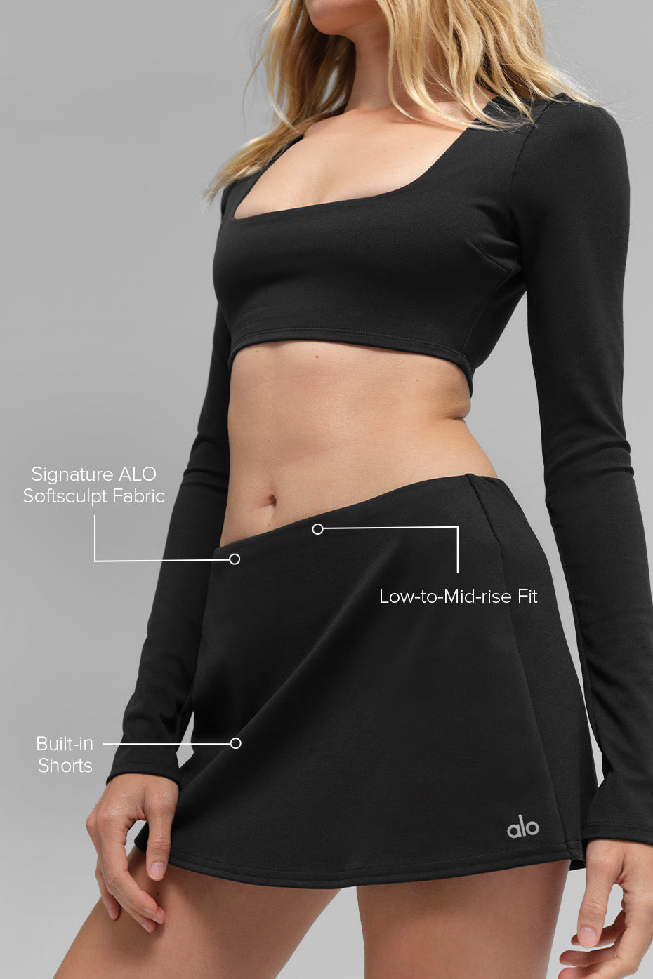 ALO Softsculpt Precision Mini Skirt - Black image 2