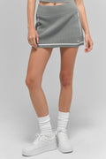 Ribbed Sweater Knit Highline Mini Skirt - Lunar Grey/White image 1
