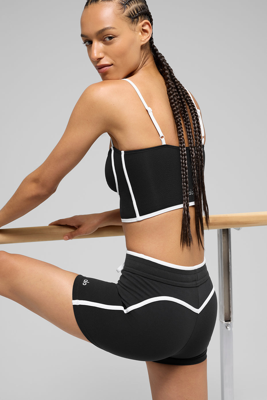 4" Airbrush High-Waist Race Pace Short - Black/White image 3