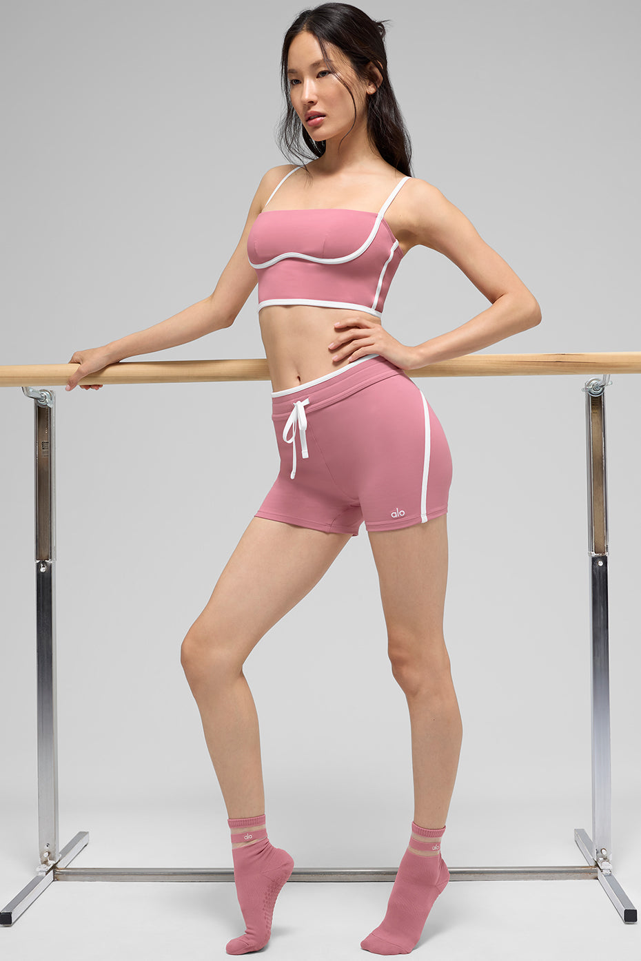 4" Airbrush High-Waist Race Pace Short - Pink Wild Rose/White image 6