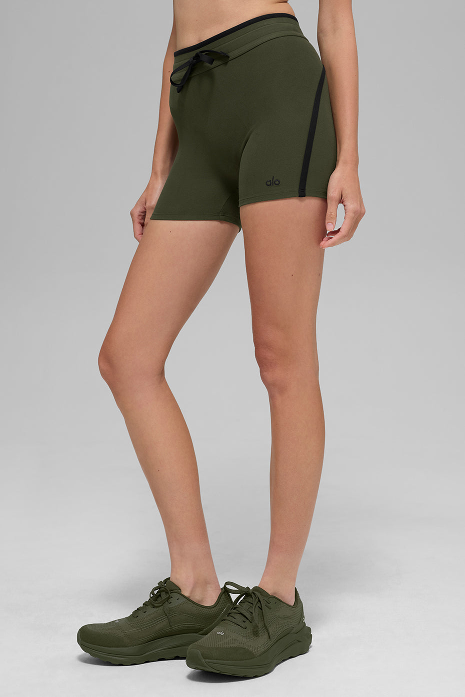 4" Airbrush High-Waist Race Pace Short - Green Olive/Black image 6