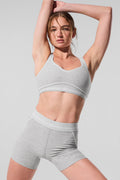 4” Alosoft High-Waist Heart Throb Short - Athletic Heather Grey/White image 1