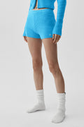 Wool Cashmere Ribbed Noble Short - Azure Blue image 1