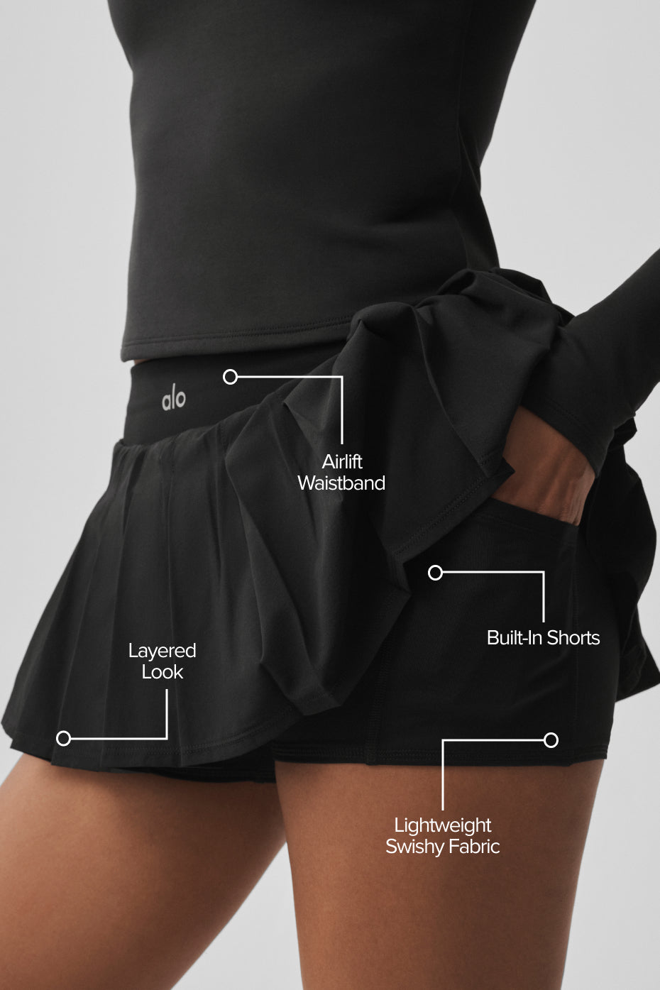 Double Or Nothing Tennis Skirt - Black image 2