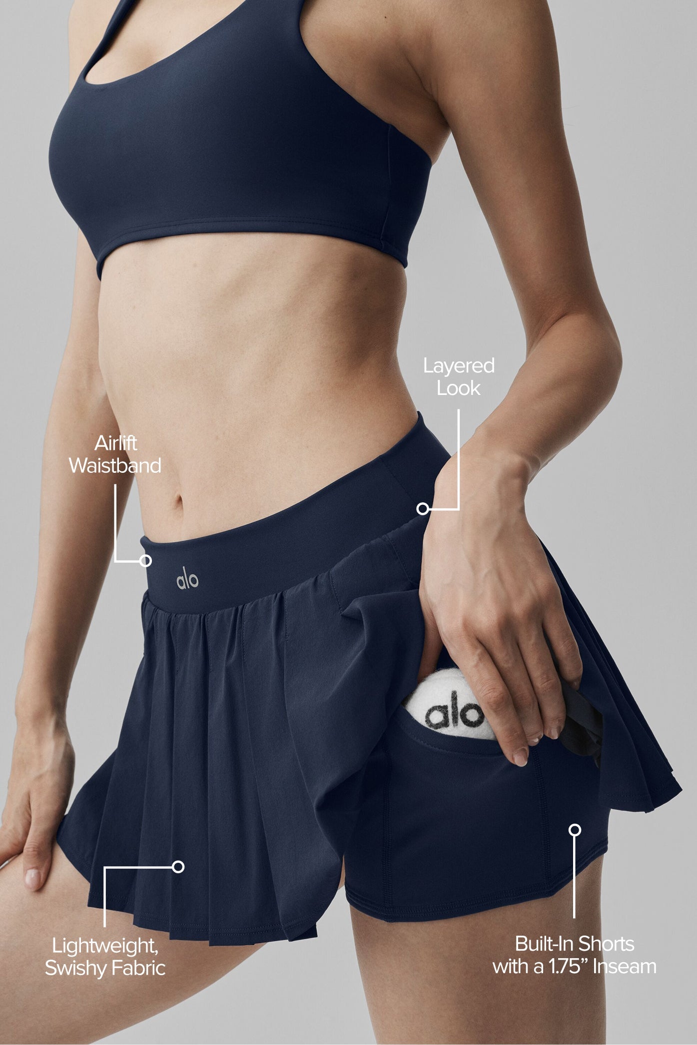 Double Or Nothing Tennis Skirt - Navy image 2