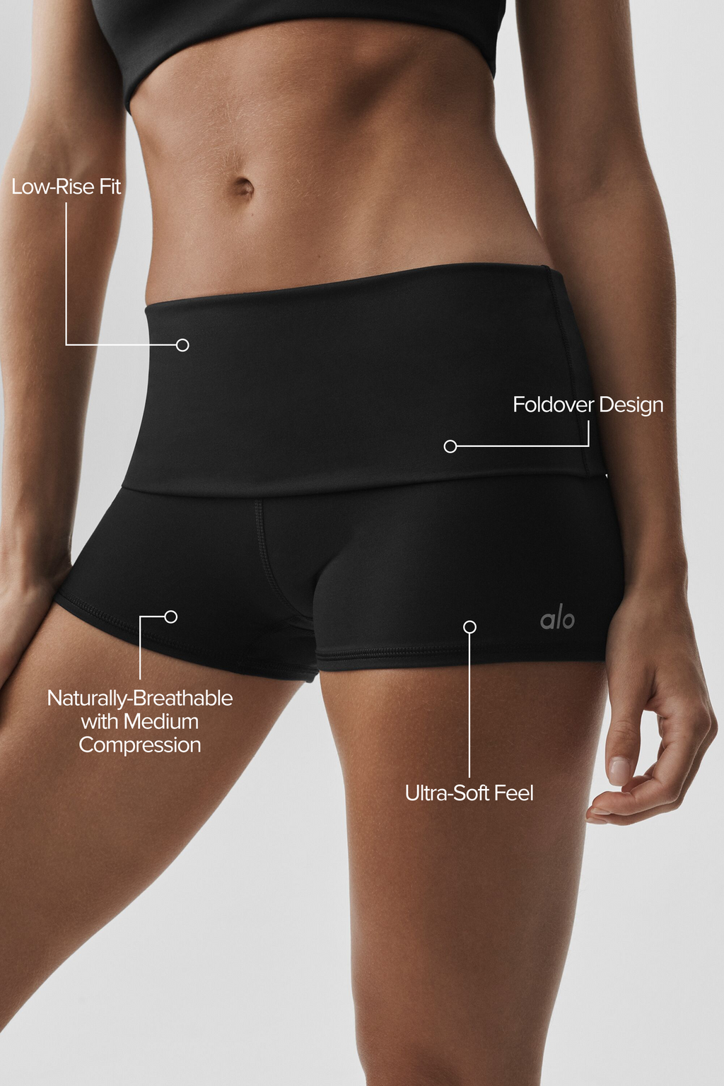 3" ALO Softsculpt Low-Rise Foldover Short - Black image 2
