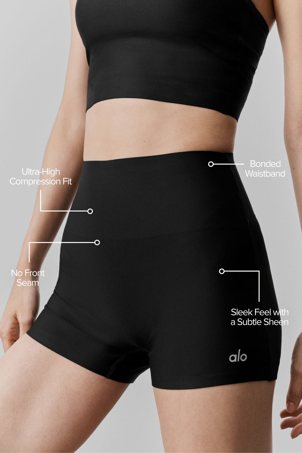 3" Airlift High-Waist Sleek Short - Black image 2