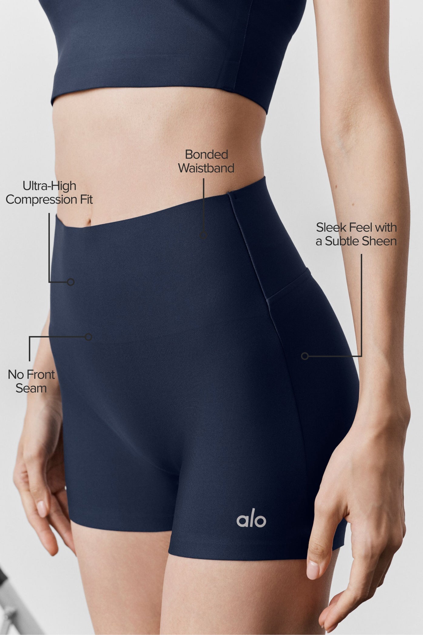 3" Airlift High-Waist Sleek Short - Navy image 2