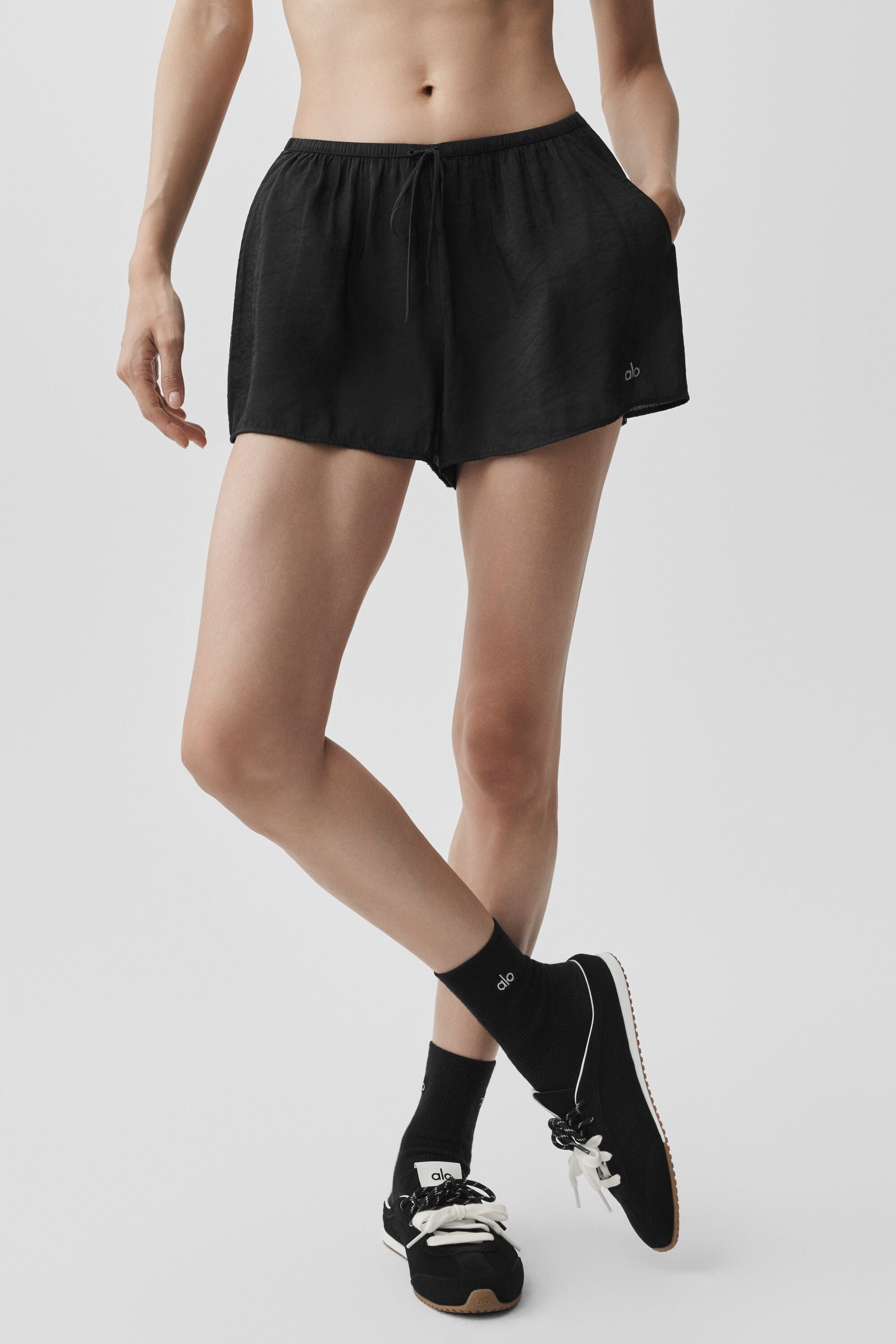 Semi-Sheer Golden Hour Mid-Rise Short - Black image 3