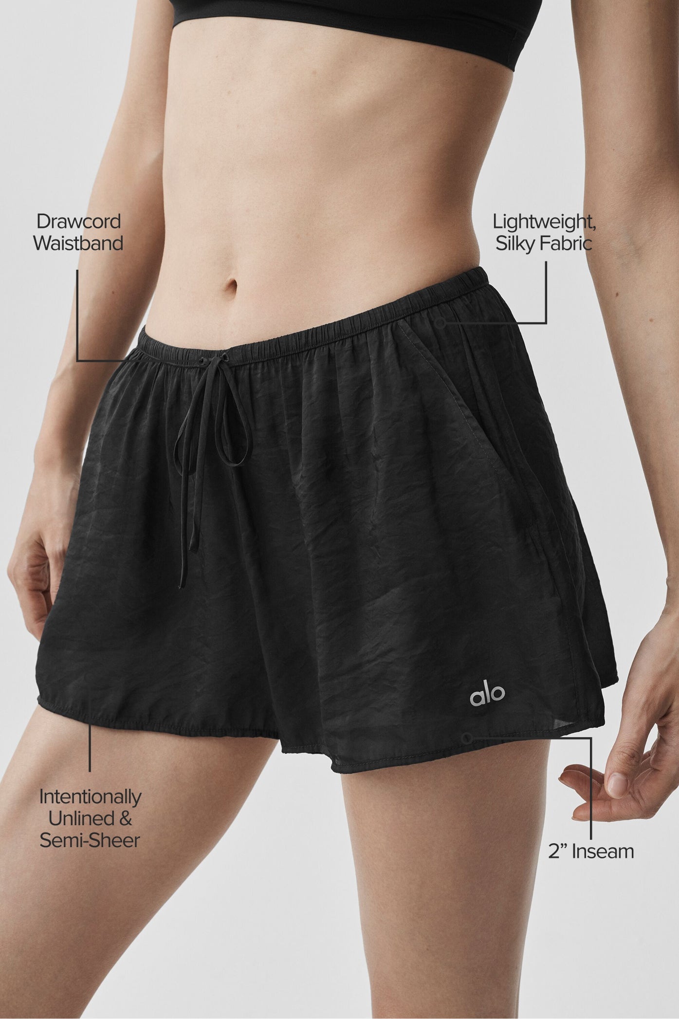 Semi-Sheer Golden Hour Mid-Rise Short - Black image 2
